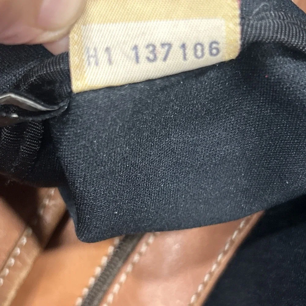 Dooney & Bourke DB Monogram Canvas Hobo Shoulder Bag Brown Leather  Trim‎ Y2K